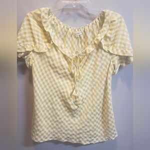NWT Max Studio Yellow Gingham Top Size Large